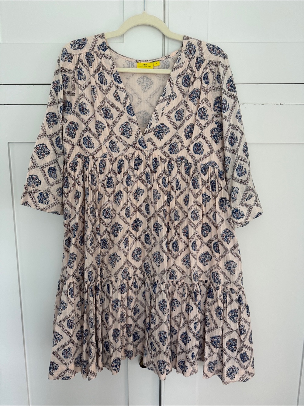 Roller Rabbit Printed Mini Dress in pink & blue Like New Small